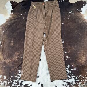 vintage Miss Caideriu maximalist unisex two tone brown bedazzled plaid trousers